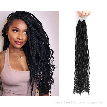 kinky Twist Crochet Hair Pre looped Crochet Braids with Curly End Synthetic Braiding Hair Extension for Women Hair